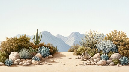 Botanical desert dunes aerial succulent garden view