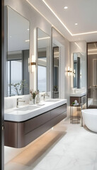 Luxury Modern Bathroom Design with Double Vanity and Ocean View