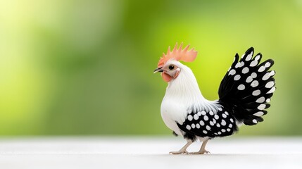 Colorful polish chicken displaying unique plumage farmyard bird photography natural setting close-up beauty of nature
