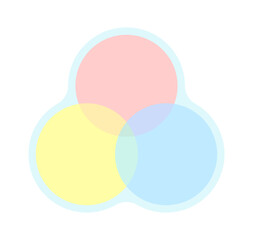 シンプルでスタイリッシュな重なりあった3つの円のベン図 -集合した3色の丸のイラスト素材