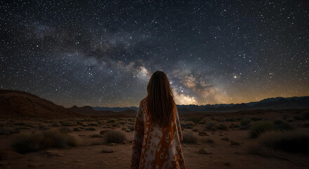 the moon and stars over the desert