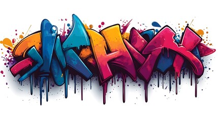 Obraz premium Vibrant Graffiti Art Mural on Urban Wall with Colorful Spray Paint Patterns