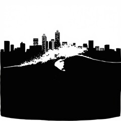 Obraz premium A stunning skyline silhouette against a glowing sunset creating a serene and tranquil atmosphere in urban settings silhouetted skyline cityscape architecture illustration building city vector