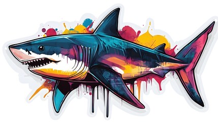 Colorful Shark with Abstract Underwater Background