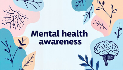 Mental health awareness banner showcasing calming designs, positivity