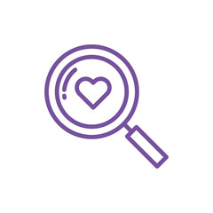 looking for love magnifying glass line icon