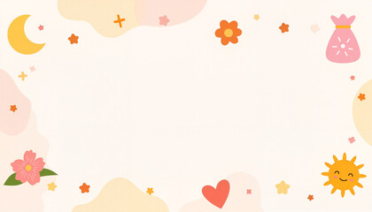 Inviting self-care awareness design with pastel elements, mental well-being