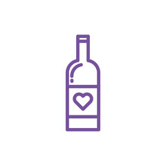 wine bottle with heart line icon