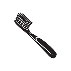 Black toothbrushes, minimalist design, silhouette vector art illustration 