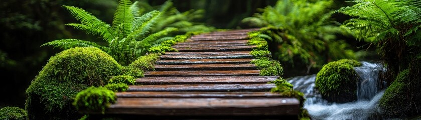 Serene botanical garden exploring moss and fern landscapes
