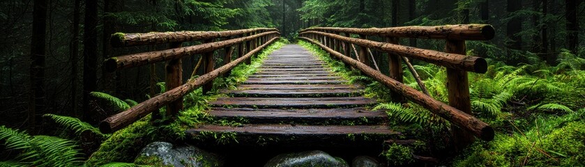 Obraz premium Exploring a tranquil botanical garden landscape in a mossy forest