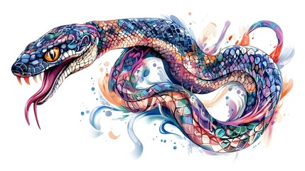 Obraz premium Vibrant Surreal Serpent Flowing Through Underwater Realm