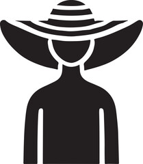 Silhouette of a wide-brimmed sun hat, perfect for summer fashion, outdoor style, and sun protection branding. Ideal for digital designs, beachwear, and vacation illustrations.