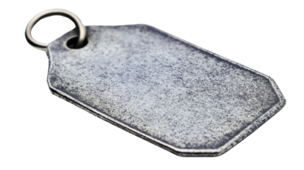 Blank metallic tag with ring on transparent background