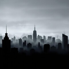 Fototapeta premium Seattle skyline at sunset illustration silhouetted skyline cityscape architecture illustration building city vector