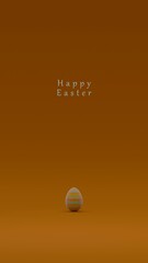 Easter eggs decorated and aligned on a brown background with the text 