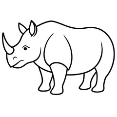 Minimalist Rhino Line Art Vector