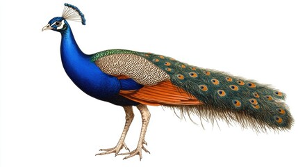 Obraz premium Vibrant Peacock with Stunning Plumes Displaying Colorful Feathers