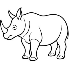 Minimalist Rhino Line Art Vector