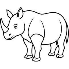 Minimalist Rhino Line Art Vector