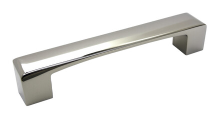 Modern chrome drawer handle on transparent background