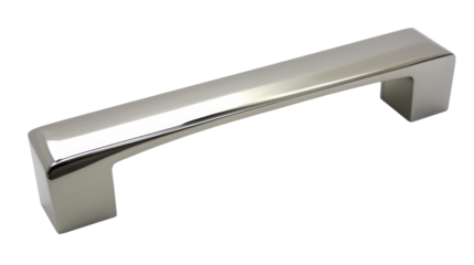 Modern chrome drawer handle on transparent background