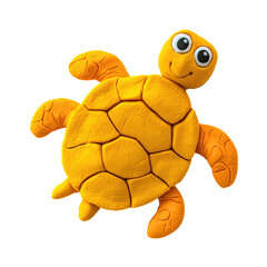 Playful Turtle Crafted from White Playdough on Solid Background for Creative Projects and Children's Art