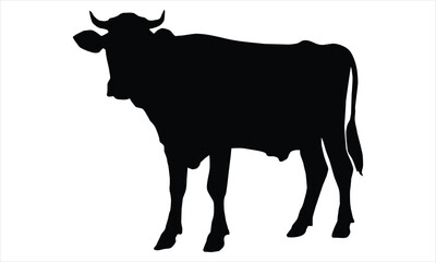 silhouette of a bull isolated on a white background