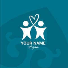 Logo with people in the form of a heart. Children's logo