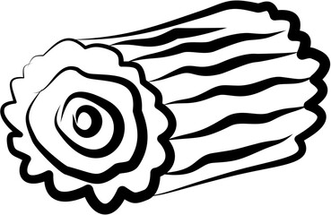 Bakery dessert. Hand drawn vector isolated doodle. Bûche de noël