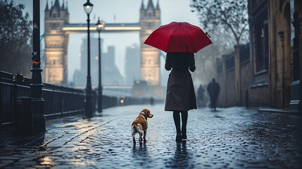 Rainy London Walk with Beagle