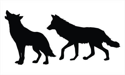 vector illustration set of wolf