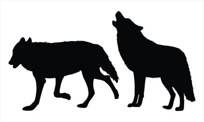 wolf silhouette vector set 