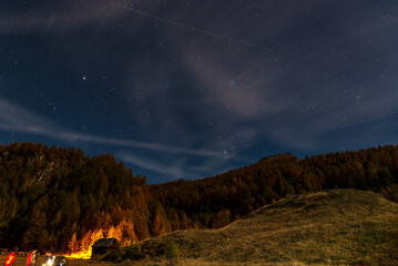 night shots of an autumnal mountain landscape inside the Alpe Devero, Val D'Ossola, Verbania, Italia	

