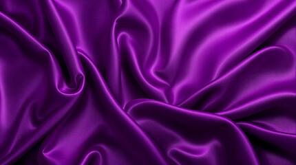Luxury purple Satin Fabric Texture with Elegant Folds - Shiny Silk Cloth Background