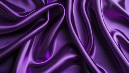 Fototapeta premium Luxury purple Satin Fabric Texture with Elegant Folds - Shiny Silk Cloth Background