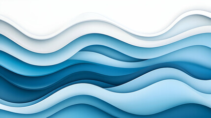 Obraz premium Abstract blue wave paper cut design, ocean texture background, for website banner or brochure