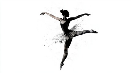 Naklejka premium Graceful Ballerina in Silhouette Dance Movement Artwork Illustration