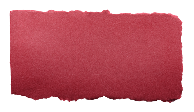 Isolated cut out torn piece of blank red gradient paper note cardboard with texture and copy space for text, transparent png background design element