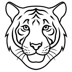 One-Line Tiger Head Vector Design