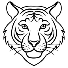 One-Line Tiger Head Vector Design