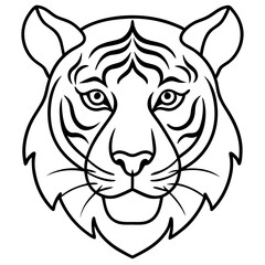 One-Line Tiger Head Vector Design