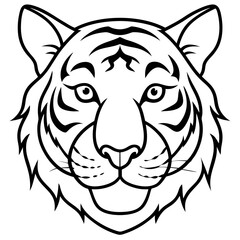One-Line Tiger Head Vector Design