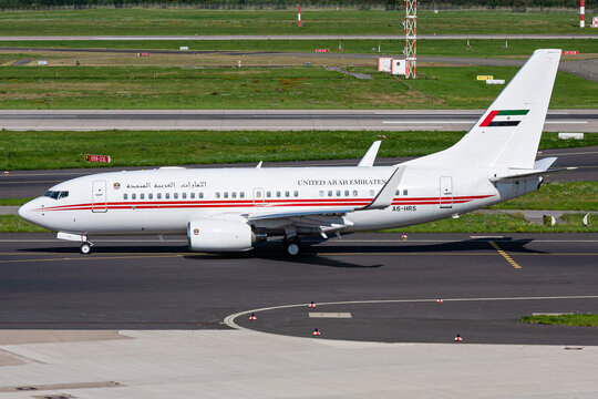Dusseldorf, Germany - September 5, 2010: Dubai Royal Air Wing Boeing 737-700 BBJ with registration A6-HRS at Dusseldorf Airport