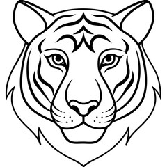 One-Line Tiger Head Vector Design