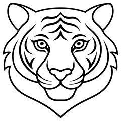 One-Line Tiger Head Vector Design