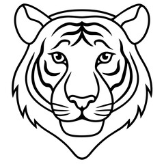 One-Line Tiger Head Vector Design