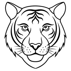 One-Line Tiger Head Vector Design