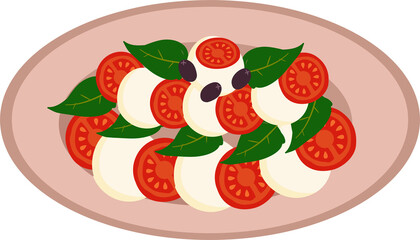 Illustration of Caprese Salad on a Platter