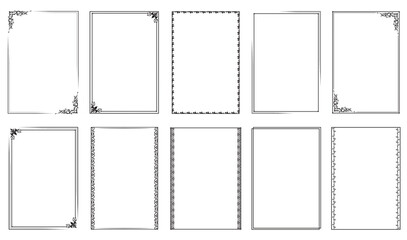 Set of simple subtle frames with double stroke. Vector borders and frames. Collection of vertical blank templates to decorate text..eps
